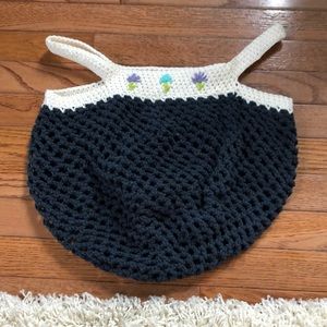 Crochet Bag with Floral Accent